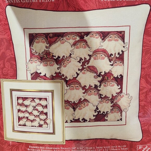 Needle Treasures NEW Santas Galore Pillow Counted‎ Cross Stitch Kit Christmas - Picture 3 of 6